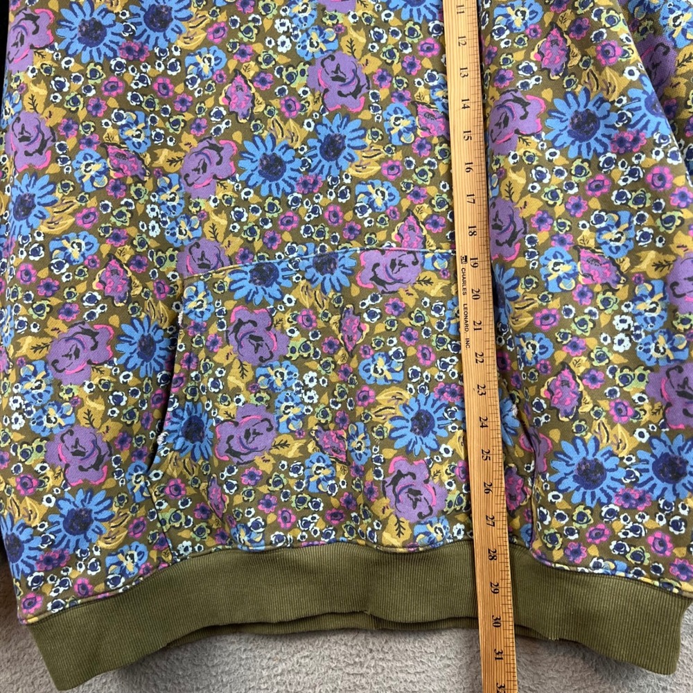 Natural Life Floral Hoodie Oversized Pullover Blue Purple Green S/M - Picture 8 of 12